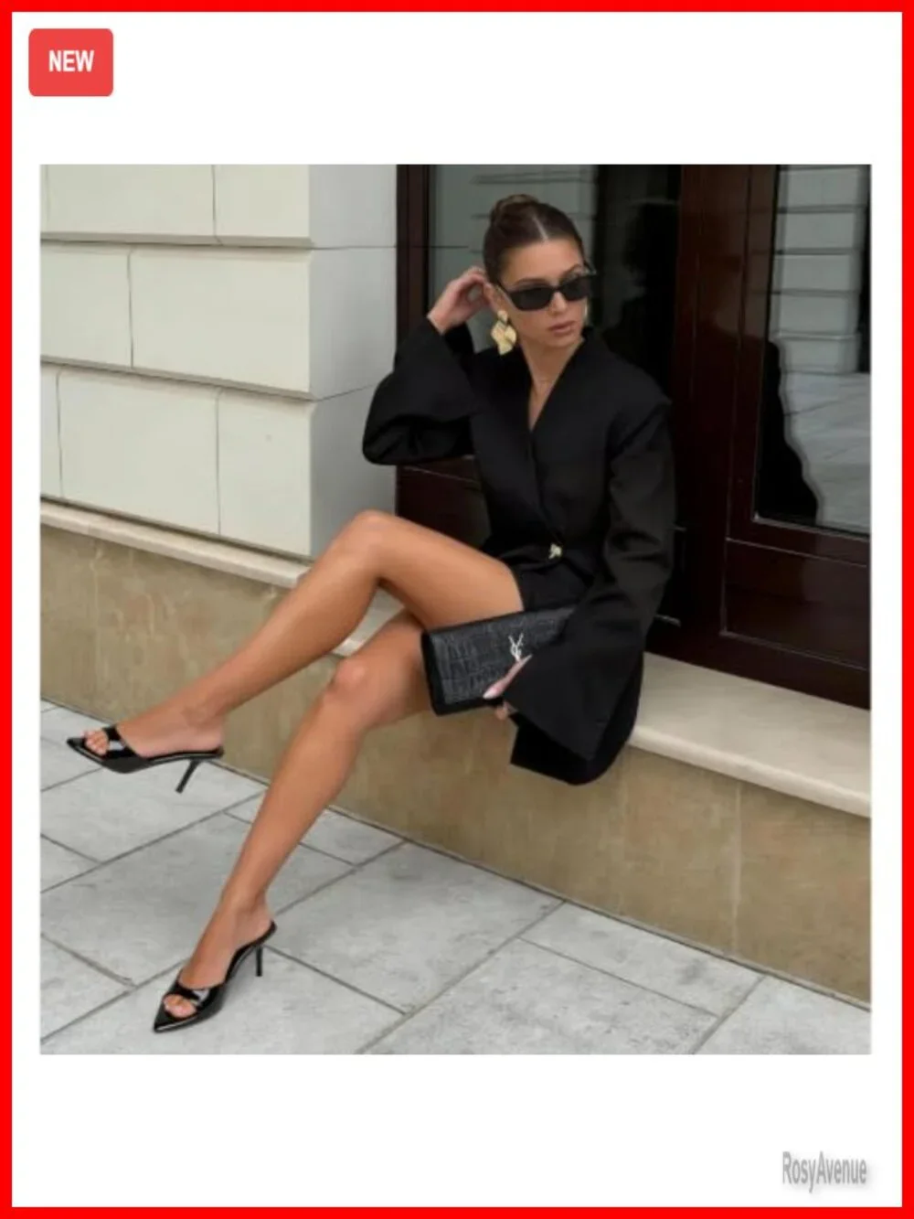 QIV Kitten Heels Pointed Open Toe Mule Heeled Sandals